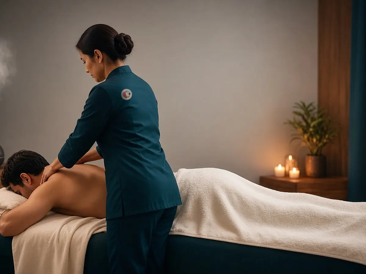 Relaxing neck and shoulder massage in a candle-lit room, spa in Islamabad