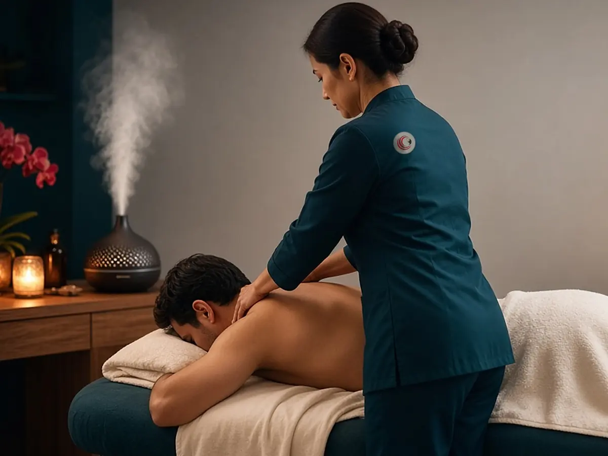 Aromatherapy massage with an aroma diffuser and candles at Sanio's Spa, spa in Islamabad