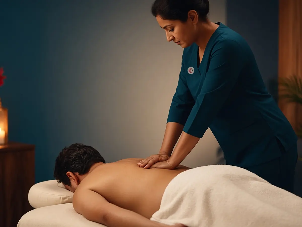 Soft and deep tissue massage on the upper back at Sanio's Spa, spa in F-7 Islamabad