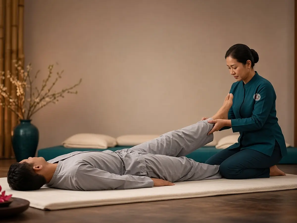 Thai massage stretch at Sanio's Spa, F-7 Islamabad